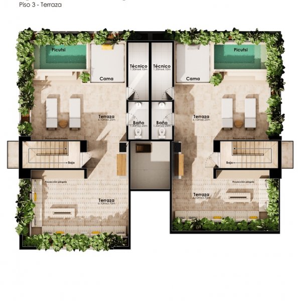 2 bedrooms Second Floor 